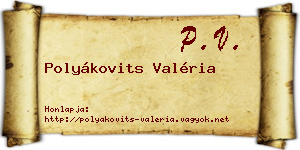 Polyákovits Valéria névjegykártya
